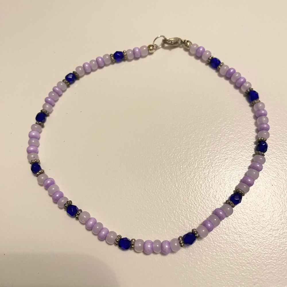 Purple and Blue Beaded Ankle Bracelet